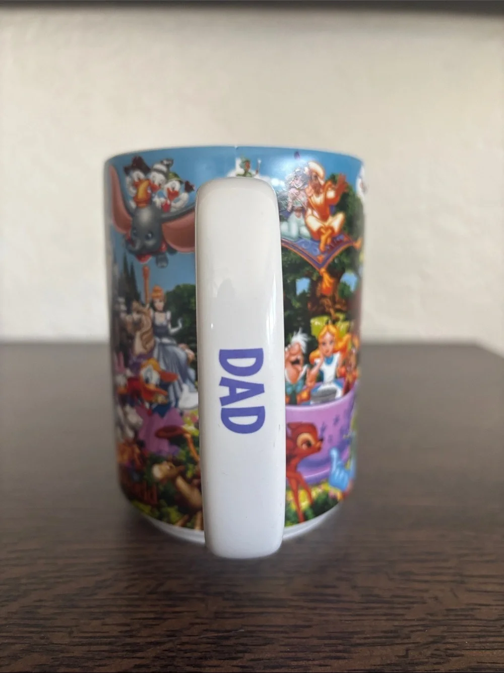 Disney Parks White Ceramic Fathers Day Mug with Castle Characters and Logo
